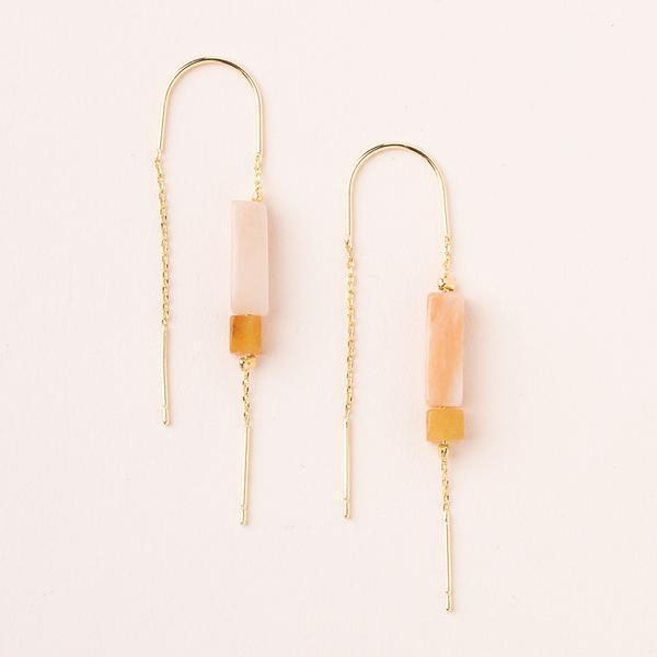 Rectangle Stone Thread Earring