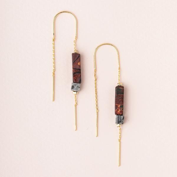 Rectangle Stone Thread Earring