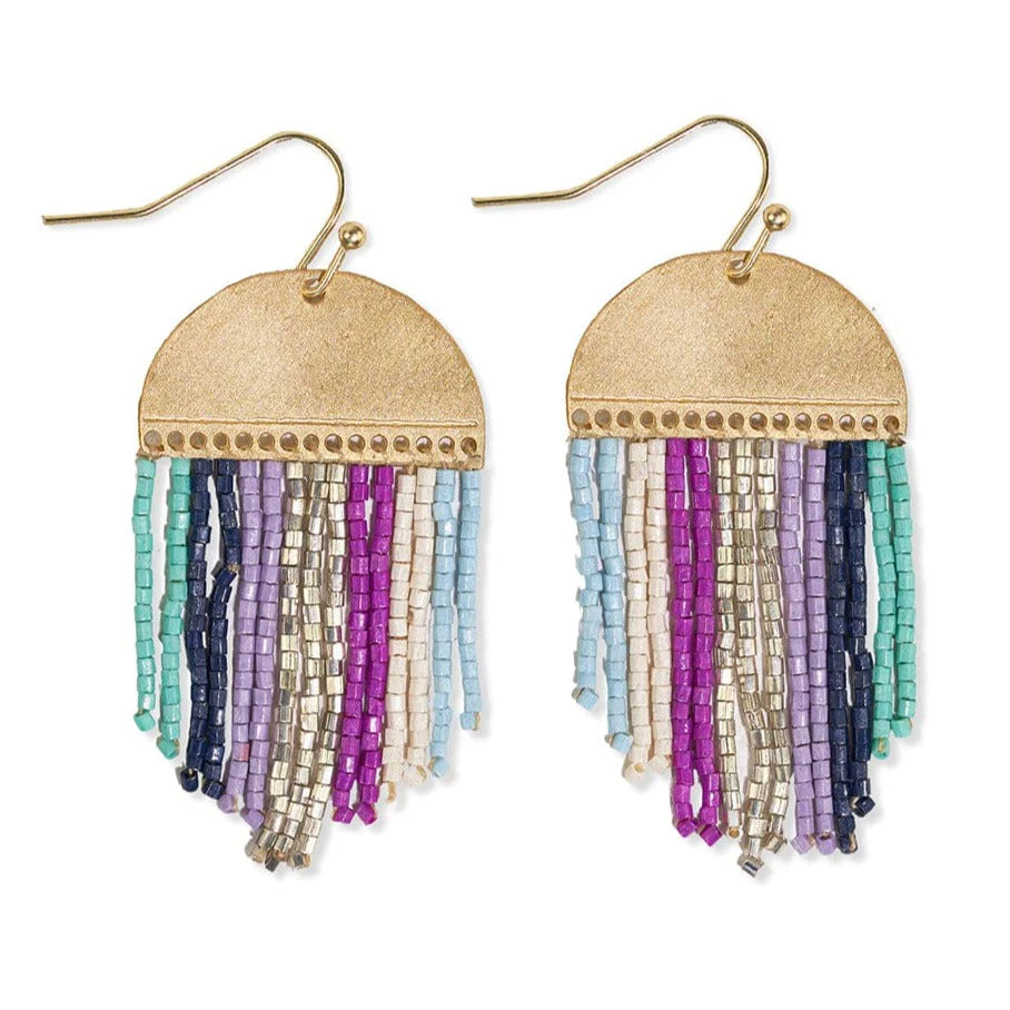 Claudia Multi Stripe Short Beaded Fringe Earring