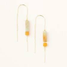 Rectangle Stone Thread Earring