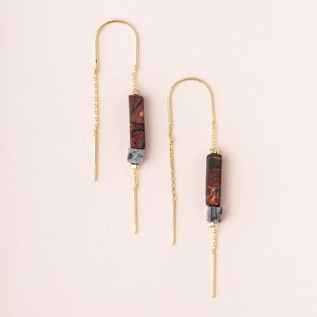 Rectangle Stone Thread Earring