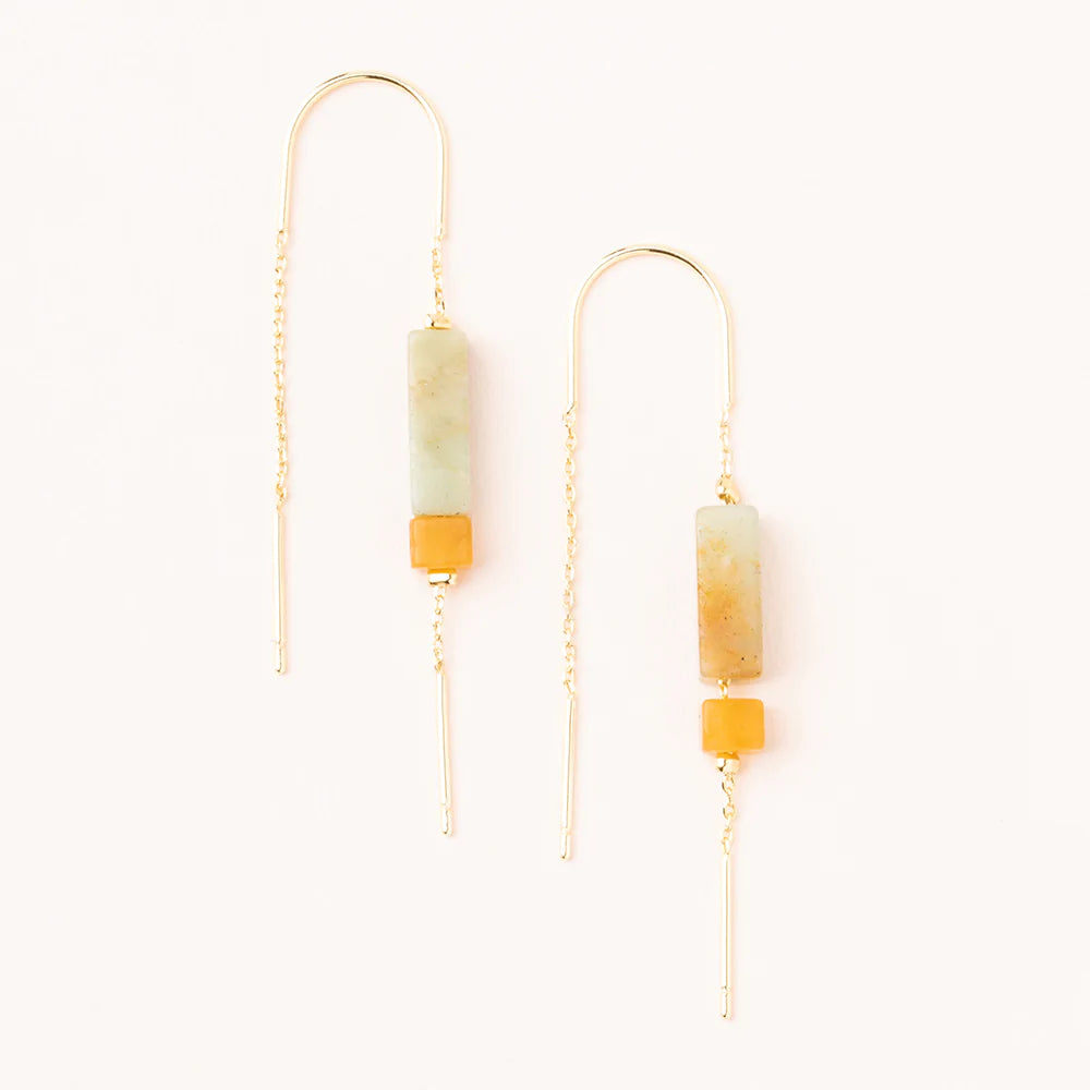 Rectangle Stone Thread Earring