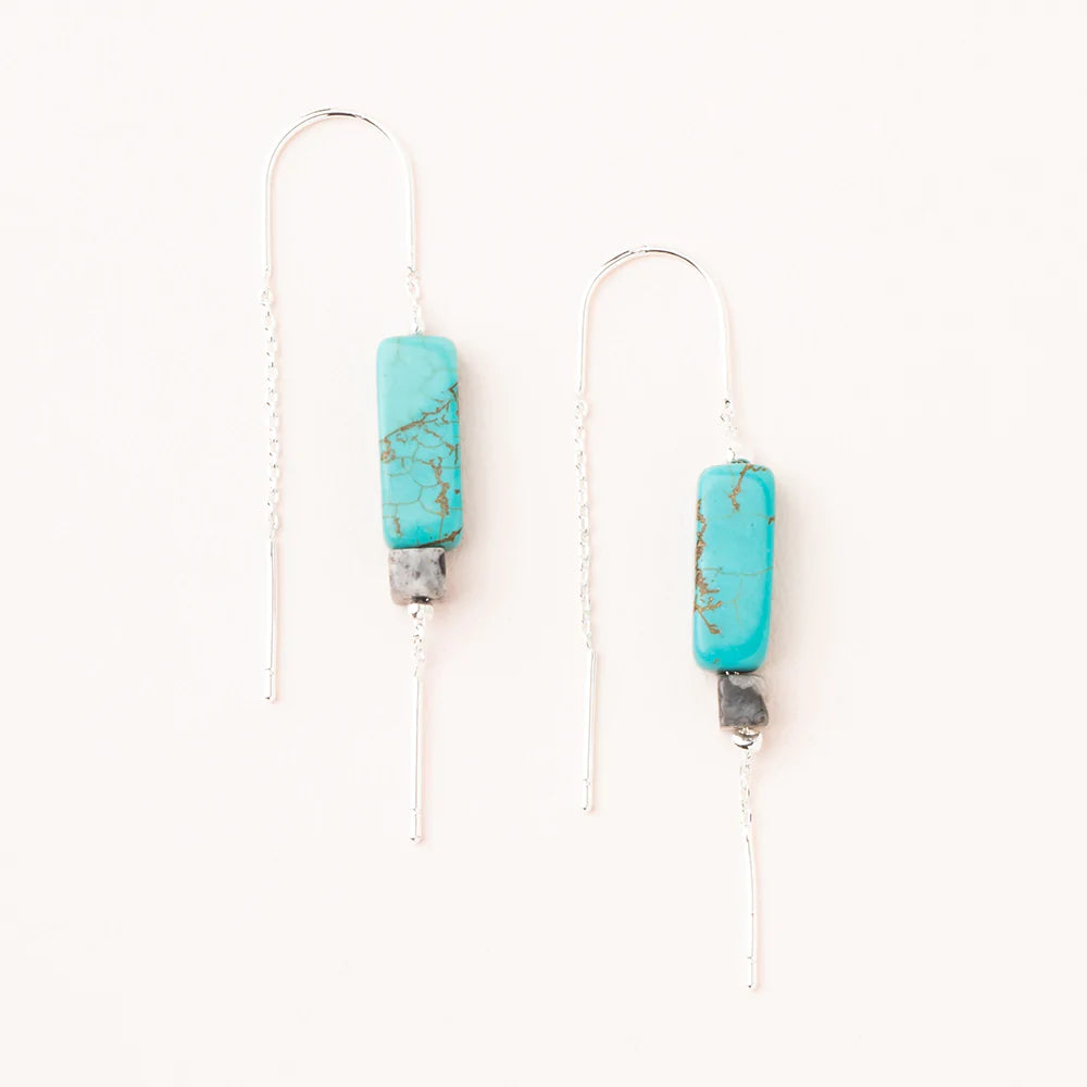 Rectangle Stone Thread Earring